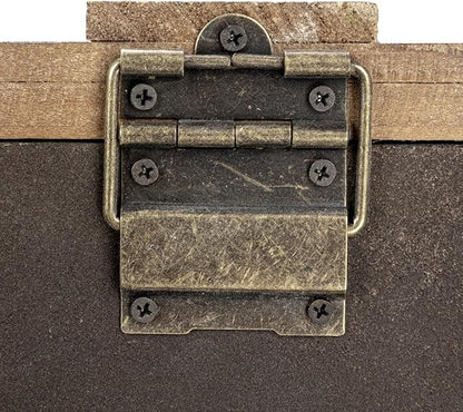 Household Essentials Antiqued Decorative Trunk, Large, Chinese Fir Panel and MDF, Smooth Backing and Metal Hinge Accent, Flat Top and Stay-Open Lid