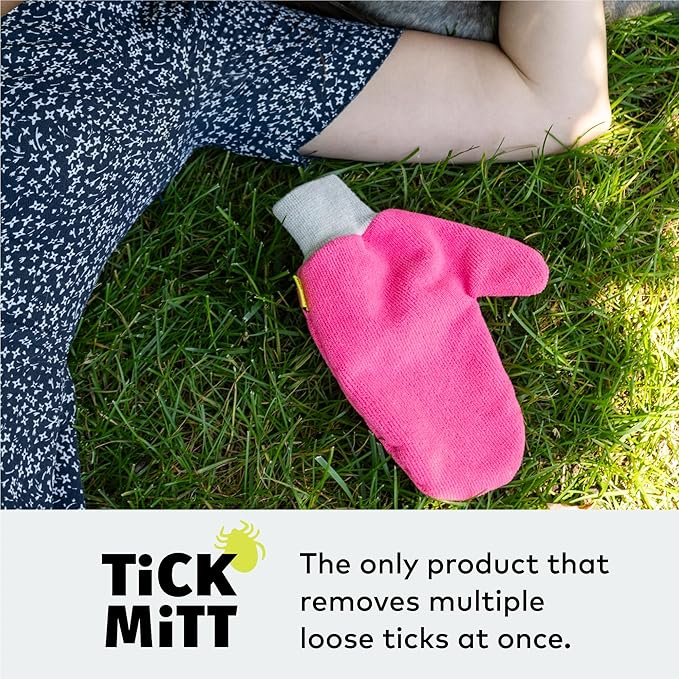 Pink Tick Removal Glove for Pets & People: Gently Remove Ticks with Ease - Chemical-Free, Durable, Portable Tick Management Tool for Outdoor Adventures & Everyday Use-Mewly Pet