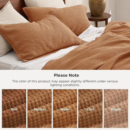 Bedsure Cotton Duvet Cover King - 100% Cotton Waffle Weave Hazel Duvet Cover King Size, GentleSoft™ and Breathable Bedding Set for All Season, 3 Pieces, 104"x90"