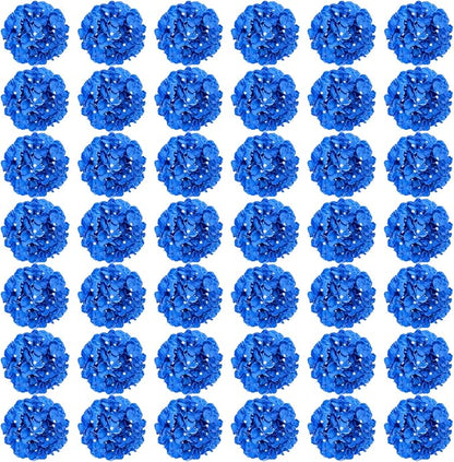 Auihiay 64PCS Royal Blue Hydrangea Artificial Flowers, Silk Hydrangea Heads with Stems, Fake Flowers for DIY Wedding Centerpiece, Home, Party, Baby Shower, Garden Decoration