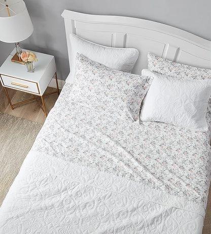 Laura Ashley - Flannel Sheets King Size, Anti-Pilling & Wrinkle Resistant Cotton, Touchably Soft for All-Season Comfort - Bed Sheets with Matching Pillowcases & Fitted Sheet (Rosalie Grey)