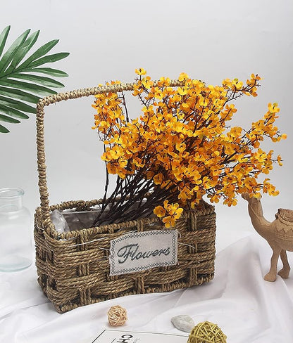 JAKY-Global Babys Breath Fabric Cloth Artificial Flowers 20 Bundle European Fake Silk Plants Decor Wedding Party Decoration Bouquets Real Touch DIY Home Garden (Yellow Orange 20pcs)