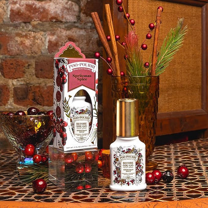 Poo-Pourri Toilet Spray, Spritzmas Spice, Cinnamon + Cranberry + Balsam Fir, 2 Fl Oz (BB10051)