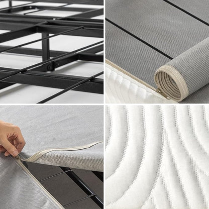 ZINUS 4 Inch Box Spring with Cover, No Assembly Mattress Foundation, Sturdy Metal Structure, Queen, White