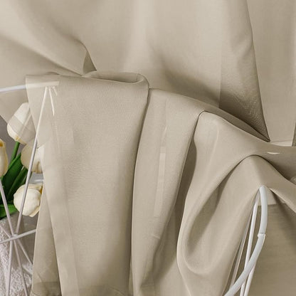 Aiyufeng Taupe Sheer Curtains 63 Inches Long 2 Panels Set, Semi Transparent Voile Rod Pocket Sheer Window Drapes for Bedroom Bed Canopy Living Room Dining Wedding Party Backdrop, 40W x 63L inch