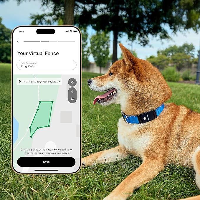 Fi New Series 3+ Smart Dog Tracker Collar – AI GPS for Dogs, Health & Behavior Monitor, Virtual Fence, Escape Alerts, Waterproof, Apple Watch Compatible 12Mo Membership Included-Mewly Pet
