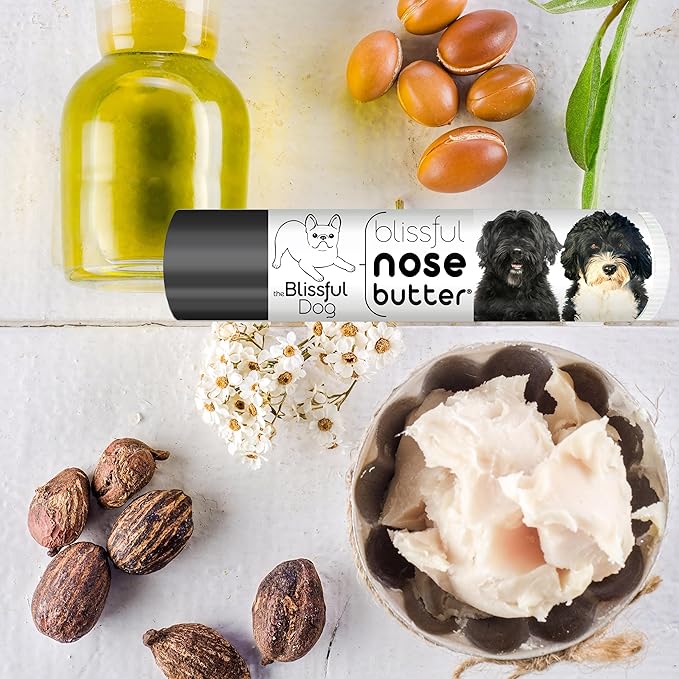 The Blissful Dog Portuguese Water Dog Nose Butter for Dry, Cracked Skin, Lick-Safe Dog Nose Balm with Moisturizing Shea Butter, Almond, Olive, and Essential Oils, Pet Supplies, Uncented, 0.15 oz.-Mewly Pet