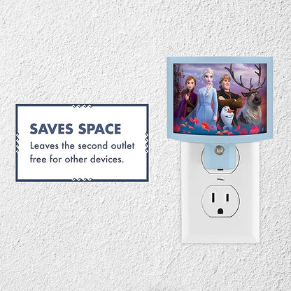 Disney Frozen Wrap Shade LED Night Light, Plug-in, Dusk to Dawn, Girls Bedroom Decor, UL-Listed, Ideal for Nursery, Bathroom, 46276