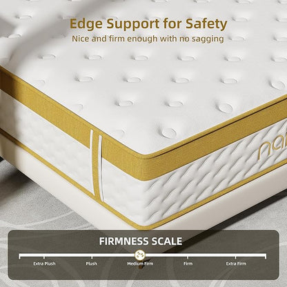 Cooling Gel Memory Foam Hybrid Mattress, 12 Inch King Size Mattress in A Box with Pocket Springs for Back Pain & Pressure Relief, Medium Firm Feeling with CertiPUR-US Certified Foam