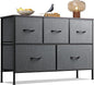 WLIVE Dresser for Bedroom with 5 Drawers, Long Storage Tower Organizer Unit, Fabric Dresser, Storage Drawer Unit with Fabric Bins for Closet, Hallway, Dark Grey, Size L