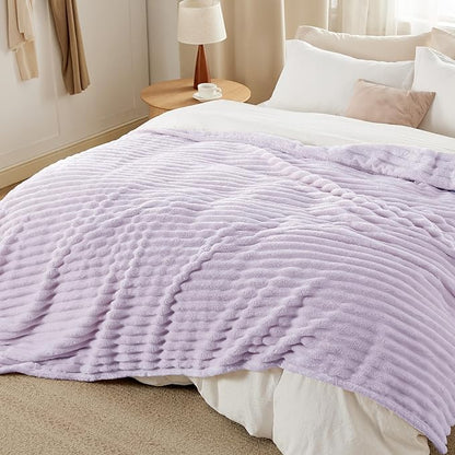 Bedsure GentleSoft Lavender Fog Fleece Blanket for Couch - Super Soft Cozy King Blankets for Women, Cute Small Blanket for Girls, 108x90 Inches