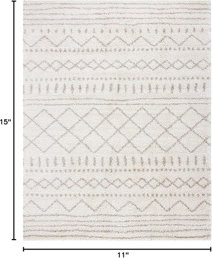 SAFAVIEH Arizona Shag Collection X-Large Area Rug - 11' x 15', Ivory & Beige, Moroccan Design, Non-Shedding & Easy Care, 1.6-inch Thick Ideal for High Traffic Areas in Living Room, Bedroom (ASG741A)