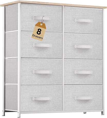 YITAHOME 8 Drawers Dresser - Fabric Storage Tower, Organizer Unit for Room, Living Room & Closets - Sturdy Steel Frame, Easy Pull Fabric Bins & Wooden Top