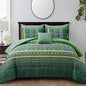 Boho Green Comforter Set Queen Size,8 Piece Bed in a Bag Bohemian Striped Bedding Quilt Set,Dark green Paisley Floral Comforter and Sheet Set,Soft Microfiber Complete Bedding Sets for All Season