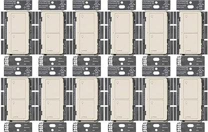 Lutron Caseta Original Smart Light Switch (Lutron Smart Hub Required), for Home, LED Lights, and Fans, 6 Amp, Single-Pole/3-Way, Neutral Required, PD-6ANS-LA, Almond, 12 Pack