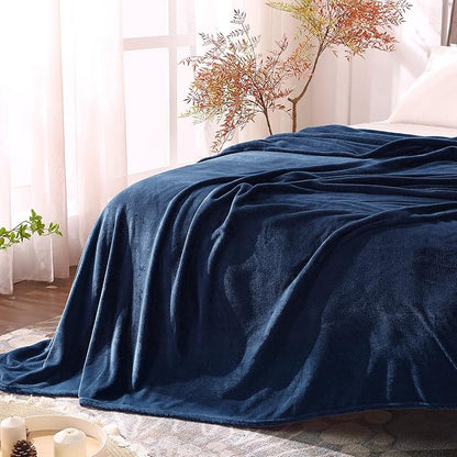 BEDELITE Fleece Blankets Queen Size Navy Blue Throw Blankets for Bed, Luxury Plush Cozy Fuzzy Blanket 90x90 inches, Super Soft Warm Lightweight Throw Blanket All Seasons Suitable
