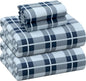 RUVANTI Flannel Sheets Full Size - 100% Cotton Double Brushed Bed Sheets Set, Deep Pockets 16 Inches, All Seasons Breathable & Extra Soft Full Sheets, Warm & Cozy, 4 Piece, Illusion Check
