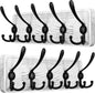 SKOLOO Rustic Wall Mounted Coat Rack: Pine Real Wood Plank Wall Coat Rack with 5 Triple Hooks, Farmhouse Coat Hanger Wall Mount for Hanging Backpack Jacket Coat Hat,Pack of 2