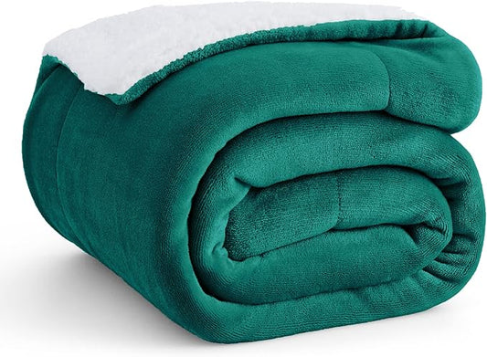 Bedsure GentleSoft Sherpa Fleece Throw Blanket Twin Size for Couch - Thick and Warm Throw for Women and Men, Soft Fuzzy Plush Twin Christmas Blanket for Winter, Forest Green, 60x80 Inches