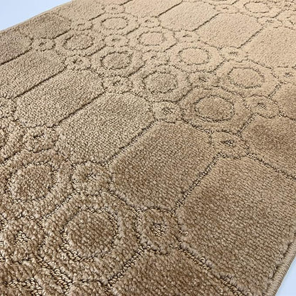 Custom Size Modern Abstract Floor Carpet Runner Rug for Hallways, Slip Resistant Latex Rubber Backed, 31 inch Wide X Customized Length, Art Gold Tan, 31 inch X 11 feet