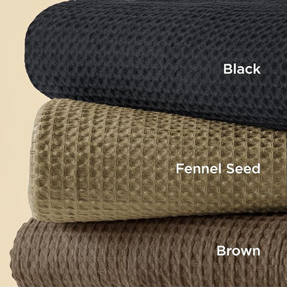 Bedsure Cotton Duvet Cover King - 100% Cotton Waffle Weave Fennel Seed Duvet Cover King Size, GentleSoft™ and Breathable Bedding Set for All Season, 3 Pieces, 104"x90"