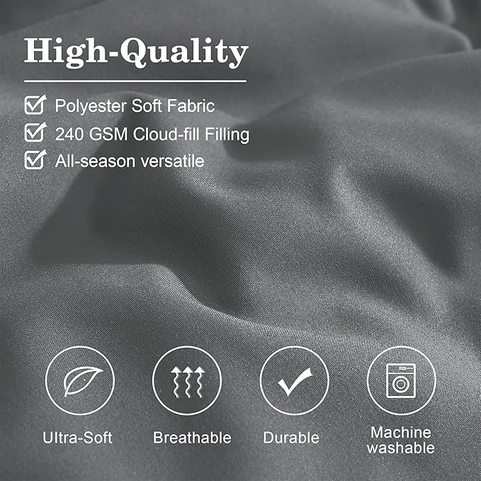 Monbix Queen Comforter Set - 7 Pieces Grey Bed in a Bag Queen Bedding Sets with Comforters, All Seasons Down Alternative Comforter Bed Set with Sheets,Pillowcases & Shams