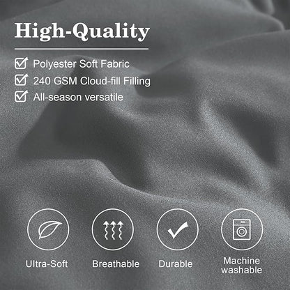 Monbix California King Size Comforter Set - 7 Pieces Bed in a Bag California King, Grey Bedding Sets with Comforter, All Seasons Down Alternative Comforter Bed Set with Sheets, Pillowcases & Shams