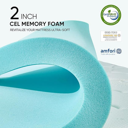 Memory Foam Mattress Topper Cover, Full Size 4inch, White, Dual Layer Gel & Pillow Top, CERTIPUR-US Certified, Machine Washable, Pressure Relieving, 54x75 inch