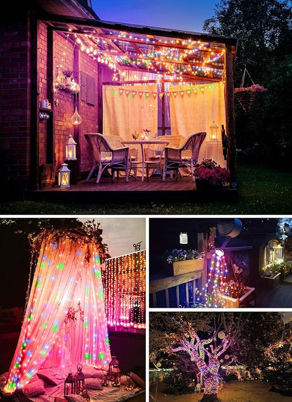Minetom USB Fairy Lights Plug in, 66Feet 200 LED Twinkle String Lights with Remote and Timer, Waterproof 8 Modes Starry Lights for Indoor Wreath DIY Party Wedding Christmas Decoration, Multicolor