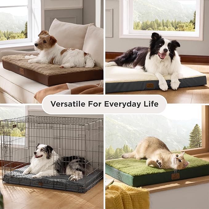 Bedsure Dog Beds Large Sized Dog - Orthopedic Flat Pet Beds with Removable Washable Cover, Egg Crate Foam Puppy Mat, Suitable for Pet Up to 65 lbs-Mewly Pet