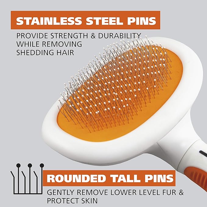 Wahl Premium Patented Dual Level Sensitive Skin Pet Slicker – Ergonomic handle makes Deshedding, Grooming and Brushing Comfortable for you and your Dog or Cat - 858500-Mewly Pet