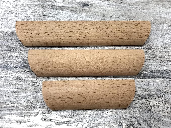 6Pcs Unfinished Wood Solid Furniture Pulls Handles,Unfinished Unpainted Paintable Wooden Handles Cupboard Closet Drawer Handle Pull,Length 4.84",Hole Dis.3.78"