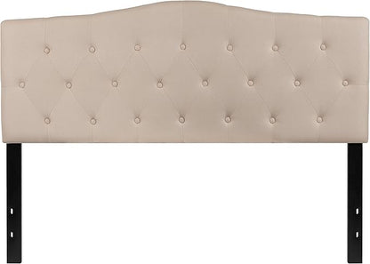 Flash Furniture Cambridge Tufted Upholstered Queen Size Headboard in Beige Fabric