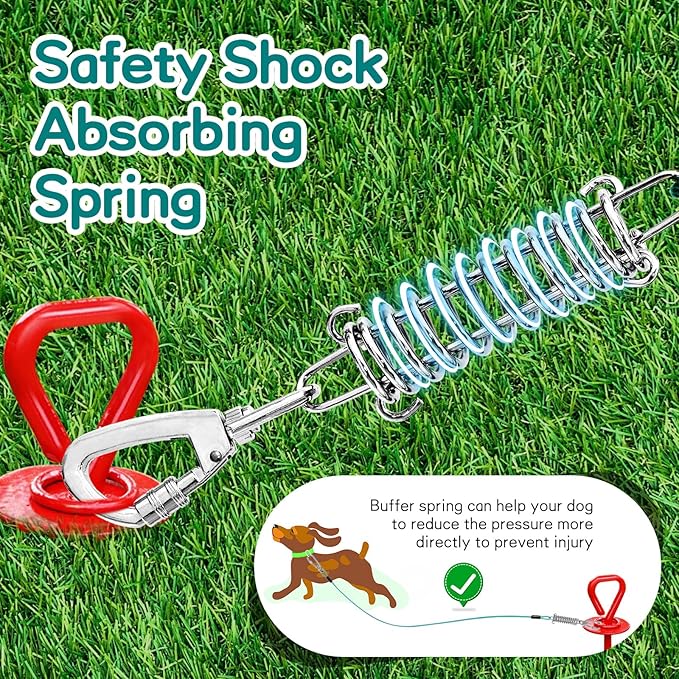 Tie Out Cable for Yard - 20FT Heavy Duty Dog Leads, Chew Proof for Large Dogs Up to 125lbs-Mewly Pet