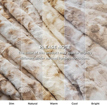 Bedsure GentleSoft Sherpa Fluffy Blanket King Size for Bed - Fleece Warm and Cozy for Women Gift, Plush & Fuzzy Faux Fur Christmas Blanket for Couch, Sofa Decor, Tie Dye Design, Beige, 108x90 Inches