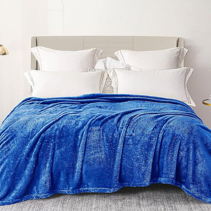 Exclusivo Mezcla Plush Fuzzy Fleece Bed Blanket King Size, Super Soft, Fluffy and Warm Blankets, Suitable for All Seasons (Cobalt Blue, 90x104 Inches)