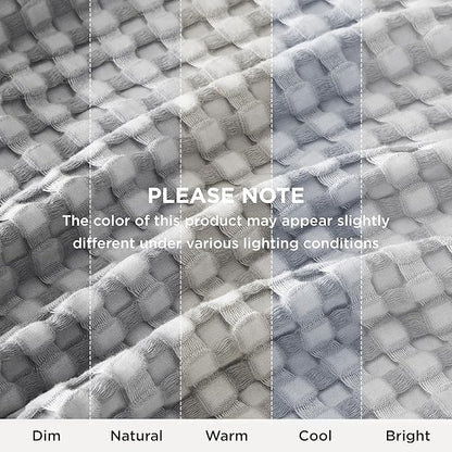 Bedsure Cooling Cotton Waffle Oversized King Blanket - Lightweight Breathable Blankets Rayon Derived from Bamboo for Hot Sleepers, Luxury Throws for Bed and Sofa, Grey, 120x96 Inches