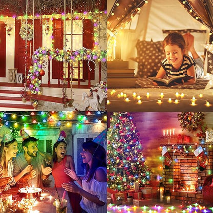 OMIKA 2 Pack 16.5FT 50LED Globe String Lights Battery Operated, Warm White Multicolor USB Fairy Lights Indoor with Remote for Classroom Bedroom Dorm Birthday Patio Tent Party Xmas Décor