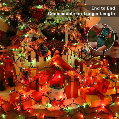 BrizLabs Red & Green Christmas Lights, 300 Counts 69.6ft Mini String Lights Connectable, UL Certified Incandescent Christmas String Lights Plug-in Tree Lights for Indoor Outdoor Xmas Home Decor