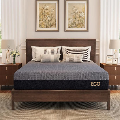 EGOHOME 10 Inch Twin Mattress, Copper Gel Cooling Memory Foam Mattress for Back Pain Relief,Therapeutic Single Mattress Bed in a Box, Made in USA, CertiPUR-US Certified, 38x75x10 Black