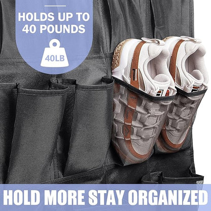 Tiblue Over The Door Shoe Organizers 35 Mesh Pockets Hanging Shoe Organizer Shoe Rack For Closet Entryway Bedroom Bathroom Pantry Shoe Holder, Men Sneakers, Women High Heeled Shoes, Flip Flops Black