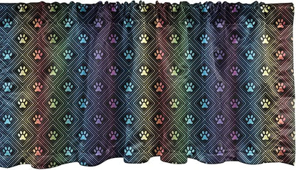Ambesonne Dog Lover Window Valance, Paw Print Pattern Diamond Shaped Rhombus Shapes Design Geometric Arrangement, Curtain Valance for Kitchen Bedroom Decor with Rod Pocket, 54" X 12", Petrol Blue