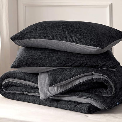 Bedsure California King Comforter Set - Cooling and Warm Bed Set, Charcoal Black Reversible Bedding for All Season, 3 Pieces, 1 California King Size Comforter (104"x96") and 2 Pillow Cases (20"x36")