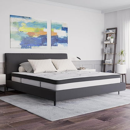 Flash Furniture Capri Comfortable Sleep 10 Inch CertiPUR-US Certified Hybrid Pocket Spring Mattress, King Mattress in a Box, White