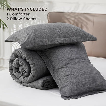 Bedsure Queen Comforter Set - Charcoal Grey Soft Bedding for All Seasons, Cationic Dyed Bed Set, 3 Pieces, 1 Queen Size Comforter (90"x90") and 2 Pillow Shams (20"x26"+2")