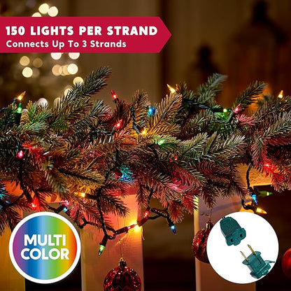 Joiedomi Multicolor Christmas String Lights,150 Count 31.2FT Christmas Fairy Tree Lights Plug in for Indoor Outdoor Xmas Decorations Patio Holiday Theme Party Yard House,Green Wire
