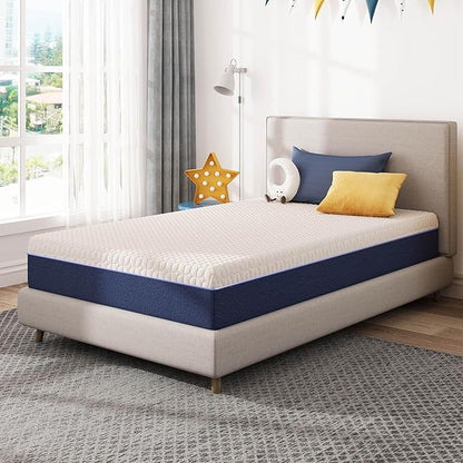 8 Inch Twin Size Mattress for Kids, Gel Cooling Memory Foam Mattress in A Box, Medium Firm Feel for Back Pain Relief, CertiPUR US Certified