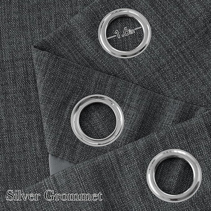 NICETOWN Short Faux Linen Charcoal Gray Blackout Curtains 63 inches Long for Kitchen - Privacy Panels for Living Room Bedroom, Modern Farmhouse Style Easy Care Grommet Top, 2 Panels, W42 by L63