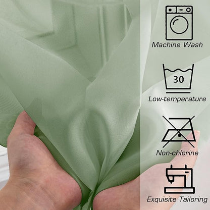 OWENIE Sheer Curtains, Sage Green Sheer Curtains 78 inch Length 2 Panels Set, Rod Pocket Voile Fimly Sheer Drapes for Living Room/Bedroom, 2pcs, Each 42" W x 78" L