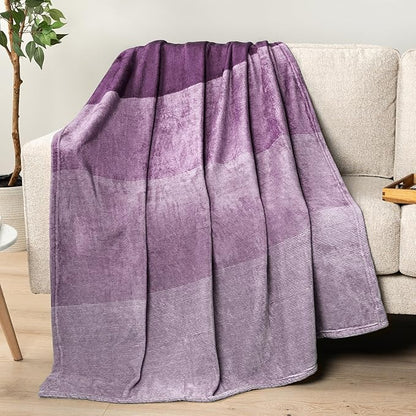 PAVILIA Flannel Fleece Ombre Throw Blanket for Couch | Super Soft Cozy Microfiber Sofa Blanket | Gradient Decorative Accent Throw, Twin Size Blanket | All Season, 60x80 Inches Purple Lavender